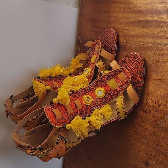 Kotur Guzel Bohemian Leather Snakeskin Stiletto Heels Size 10 Goddess Complex - Picture 11 of 16